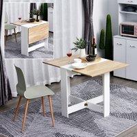 HOMCOM Six Seater Folding Table Oak Effect And White, Brown