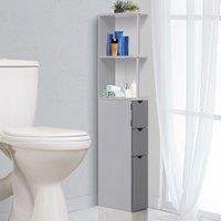 HOMCOM Slimline Bathroom Storage Cupboard White With Drawers