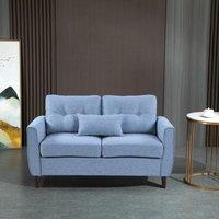 HOMCOM 2 Seater Sofa Loveseat with Armrests Light Blue, Blue