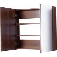 HOMCOM 63W x 60H cm Double Door Wall Mounted Mirrored Bathroom Cabinet Walnut Effect