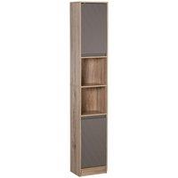 HOMCOM 170cm Freestanding Storage Cabinet Slimline Unit With 2 Cupboards 2 Shelves, Grey