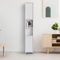 HOMCOM Slimline Freestanding Storage Cabinet With Door Cupboard And Shelves White, White