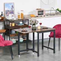 HOMCOM Industrial Style Drop Leaf Foldable Kitchen Dining Table, Brown