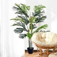 HOMCOM 150cm 5ft Tropical Artificial Palm Tree With Black Pot, Green