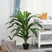HOMCOM 110cm 3.6Ft Artificial Dracaena Plant Tree With Pot, Green