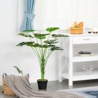 HOMCOM 85cm 2.8Ft Artificial Monstera Plant Tree With Pot, Green