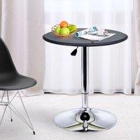 HOMCOM 93cm Adjustable Round Bar Table With PVC Faux Leather Top Steel Base Black, Black