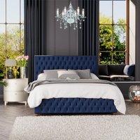 Laurence Llewelyn-Bowen Laurence Llewelyn Bowen Seren Ottoman Storage Bed Plush Velvet Navy Single, Blue