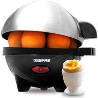 Geepas GEB63032UK 350W 3-in-1 Electric Egg Cooker Omelette Maker And Vegetable Steamer - Stainless Steel, Silver