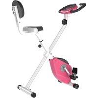 HOMCOM Magnetic Resistance Exercise Bike Foldable LCD Adjustable Seat Pink, Pink