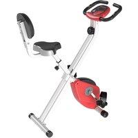 HOMCOM Magnetic Resistance Exercise Bike Foldable LCD Adjustable Seat Red, Red