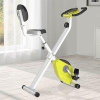 HOMCOM Magnetic Resistance Exercise Bike Foldable LCD Adjustable Seat Yellow, Yellow