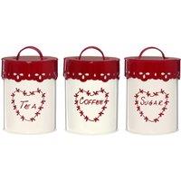 Premier Housewares Canister Set - Cream and Red, Red