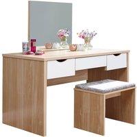Elizabeth Dressing Table And Stool Set Oak, Brown