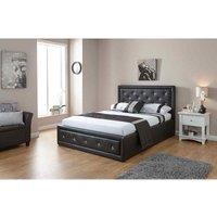GFW Hollywood Double Black PU Ottoman Bed, Black