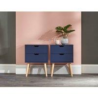 GFW Nyborg Pair Of Two Drawer Bedside Tables Nightshadow