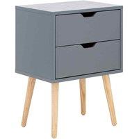 GFW Nyborg Single Two Drawer Bedside Table Dark Grey, Grey