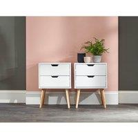 GFW Nyborg Pair Of Two Drawer Bedside tables White