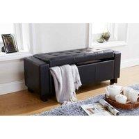 Verona Ottoman Bench Faux Leather Black, Black
