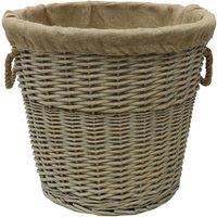 JVL Round Lined Chunky Log Basket - Antique Wash, Brown