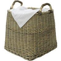 JVL Square Log Basket - Antique Wash, Brown