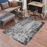 Serdim Rugs Modern Abstract Abrasion Contemporary Area Rug Black 60x220, Black