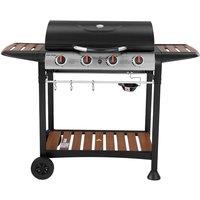 George Foreman 4 Burner Gas BBQ - Black and Wood-Effect