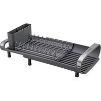 Tramontina Compact Stainless Steel Dish Drainer Rack with Cutlery Holder - Graphite, Silver