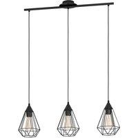 Eglo Tarbes Three Light Black Geometric Pendant, Black