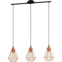 Eglo Tarbes Three Light Copper Geometric Pendant, Brown
