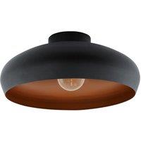 Eglo Magano Black and Copper Retro Flush Ceiling Light, Black
