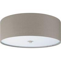 Eglo Pasteri Taupe Fabric Flush Ceiling Light, Cream