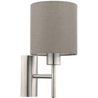 Eglo Pasteri Taupe Fabric Wall Light, Cream