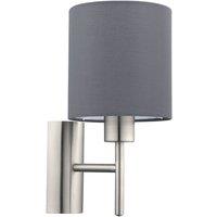 Eglo Pasteri Grey Fabric Wall Light, Grey