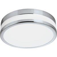 Eglo Palermo Chrome and Satin Glass Bathroom Flush Ceiling Light, White