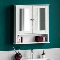 Bath Vida Priano 2 Door Mirrored Wall Cabinet With Shelf - White, White
