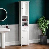 Bath Vida Priano 2 Door Tall Cabinet With Mirror - White, White