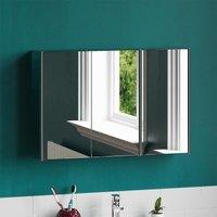 Bath Vida Tiano Stainless Steel Mirrored Triple Cabinet - Grey, Grey
