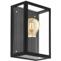 Eglo Almonte 1 Exterior Clear Glass Shade Wall Light - Black, Black