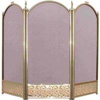 Fire Vida Ingleton 3 Panel Fire Guard Brass, Brown