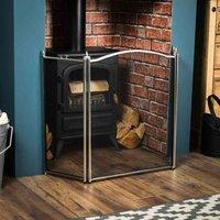 Fire Vida Denton 3 Panel Fire Guard Pewter, Black