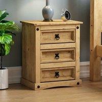 Vida Designs Corona 3 Drawer Bedside Chest, Brown
