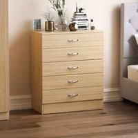 Vida Designs Riano 5 Drawer Chest, Pine, Brown
