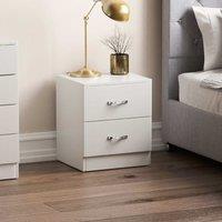 Vida Designs Riano 2 Drawer Bedside Chest, White, White