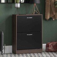 2 Drawer Shoe Cabinet Walnut And Black