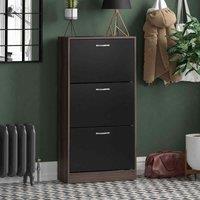 3 Drawer Shoe Cabinet Walnut And Black