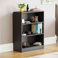 Cambridge 3 Tier Low Bookcase Black, Black