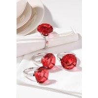 Premier Housewares Set of 4 Napkin Rings - Red Diamante/Chrome Finish, Red