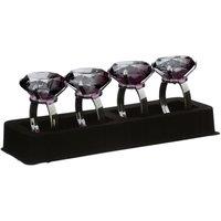 Premier Housewares Set of 4 Napkin Rings - Smoke Grey Diamante/Chrome Finish, Grey