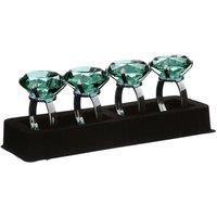 Premier Housewares Set of 4 Napkin Rings - Teal Diamante/Chrome Finish, Green